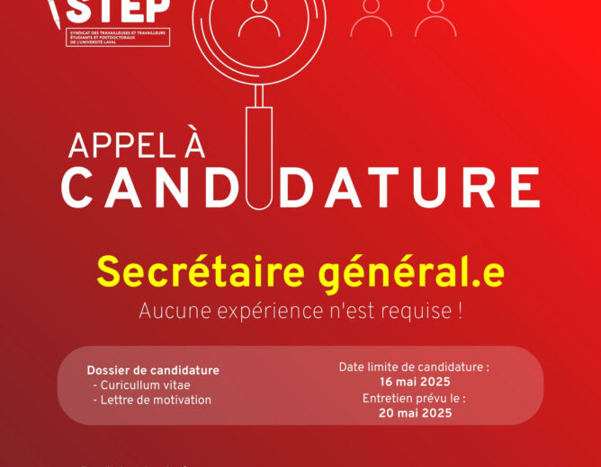 Appel à candidatures-Secrétariat Général